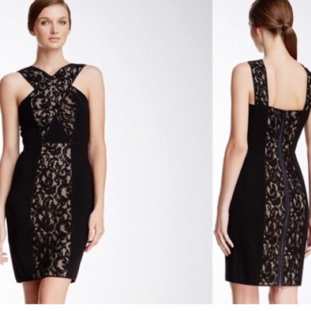 New BCBG Max Azria Black Lace Cocktail Dress Sz 6